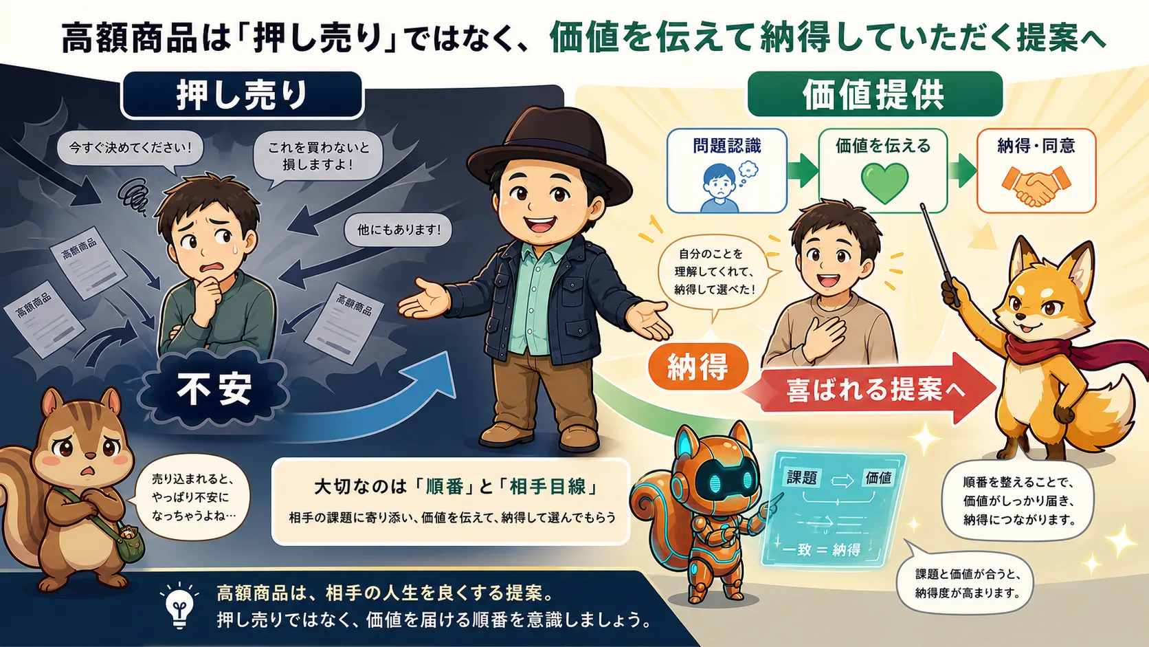 売り込みと価値提供の違いを示した本文挿入図